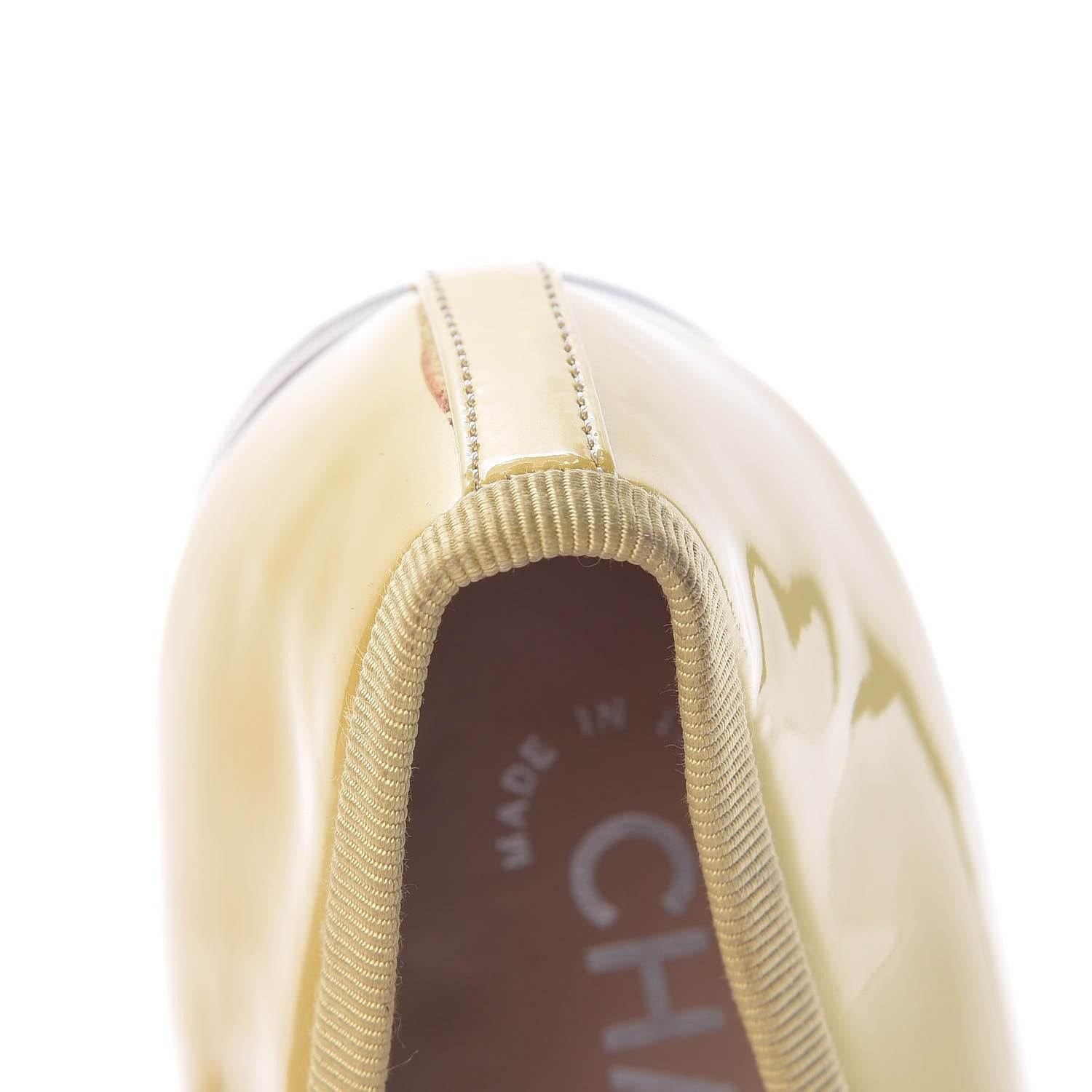 Chanel Calfskin Patent CC Cap Toe Ballerina Flats 39 Yellow 14 of 18