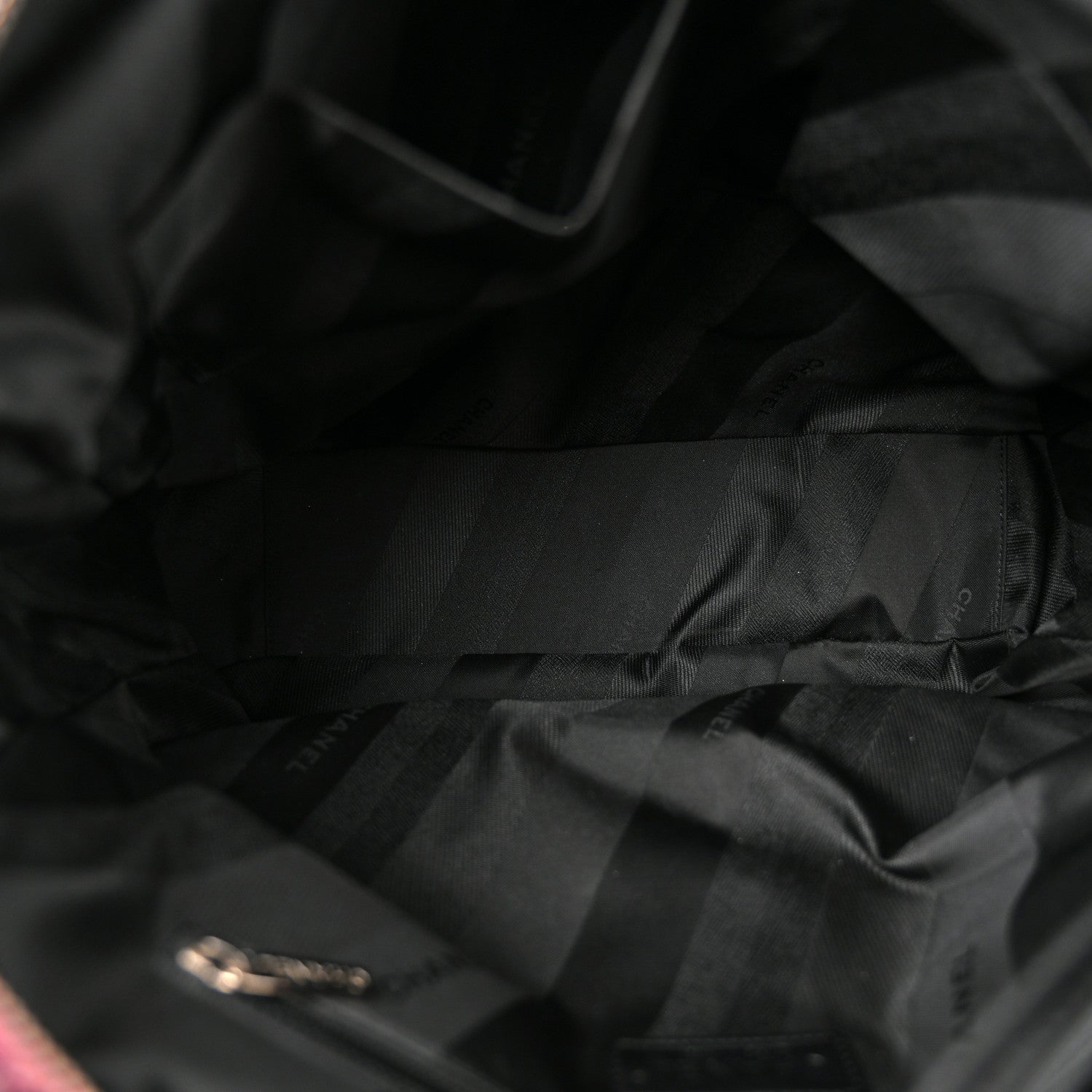 Chanel Glazed Calfskin Quilted Tweed Portobello Tote Black Pink 5 of 10