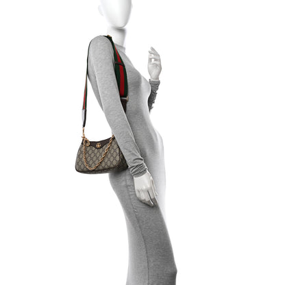 Gucci GG Supreme Monogram Textured Dollar Calfskin Web Small Ophidia GG Handbag Beige Ebony New Acero 2 of 11