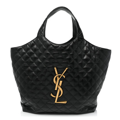 Saint Laurent Lambskin Quilted Maxi Icare Shopping Tote Black 1 of 14