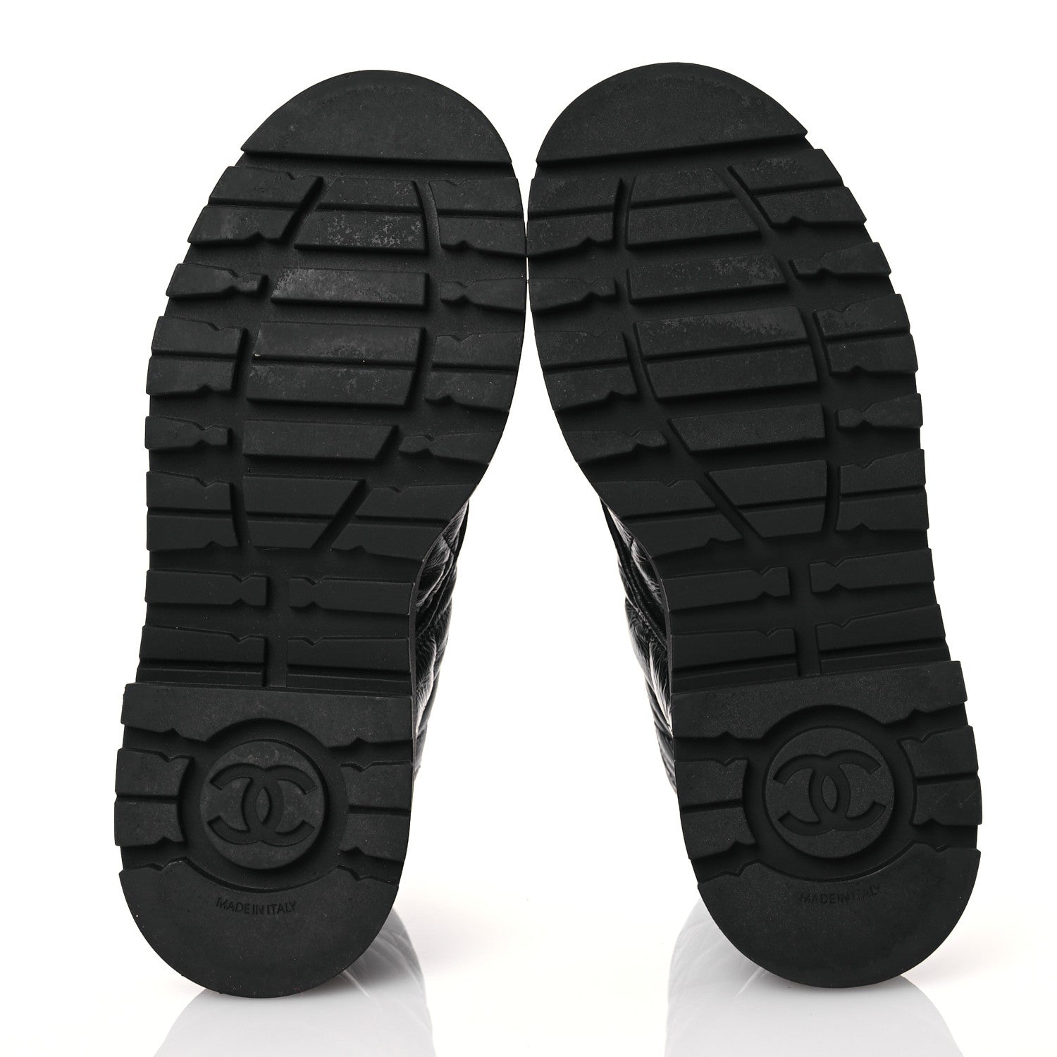 Chanel Crumpled Lambskin Quilted Platform Lace Up Combat Boots 38 Black 6 of 10