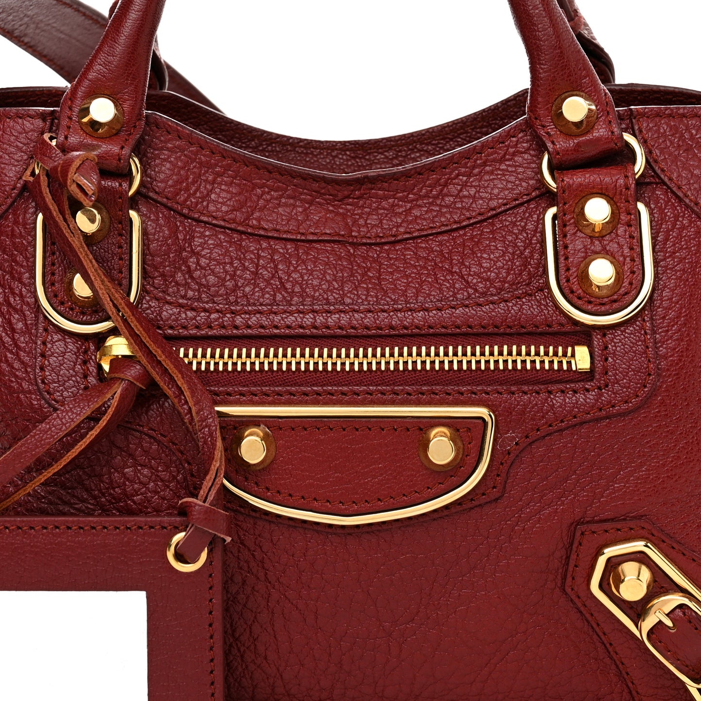 Chevre Gold Metallic Edge Hardware Mini City Rouge Brique Rouge Grenade