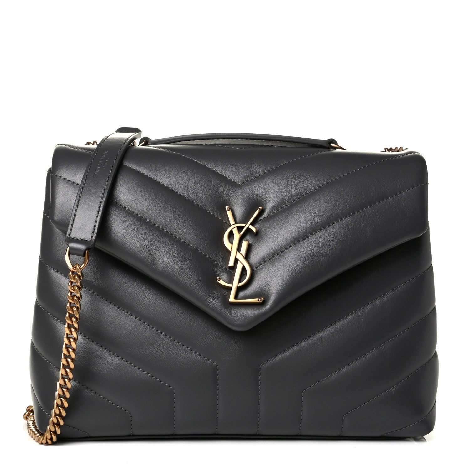 Saint Laurent Calfskin Y Quilted Monogram Small Loulou Chain Satchel Storm 1 of 5