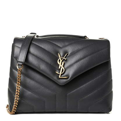 Saint Laurent Calfskin Y Quilted Monogram Small Loulou Chain Satchel Storm 1 of 5