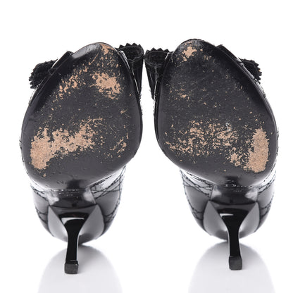 Christian Dior Patent Cannage Bow2 Peep Toe Pumps 39 Black 7 of 18