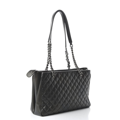 Chanel Metallic Goatskin Quilted Medium Rock In Rome Tote Charcoal 3 of 11