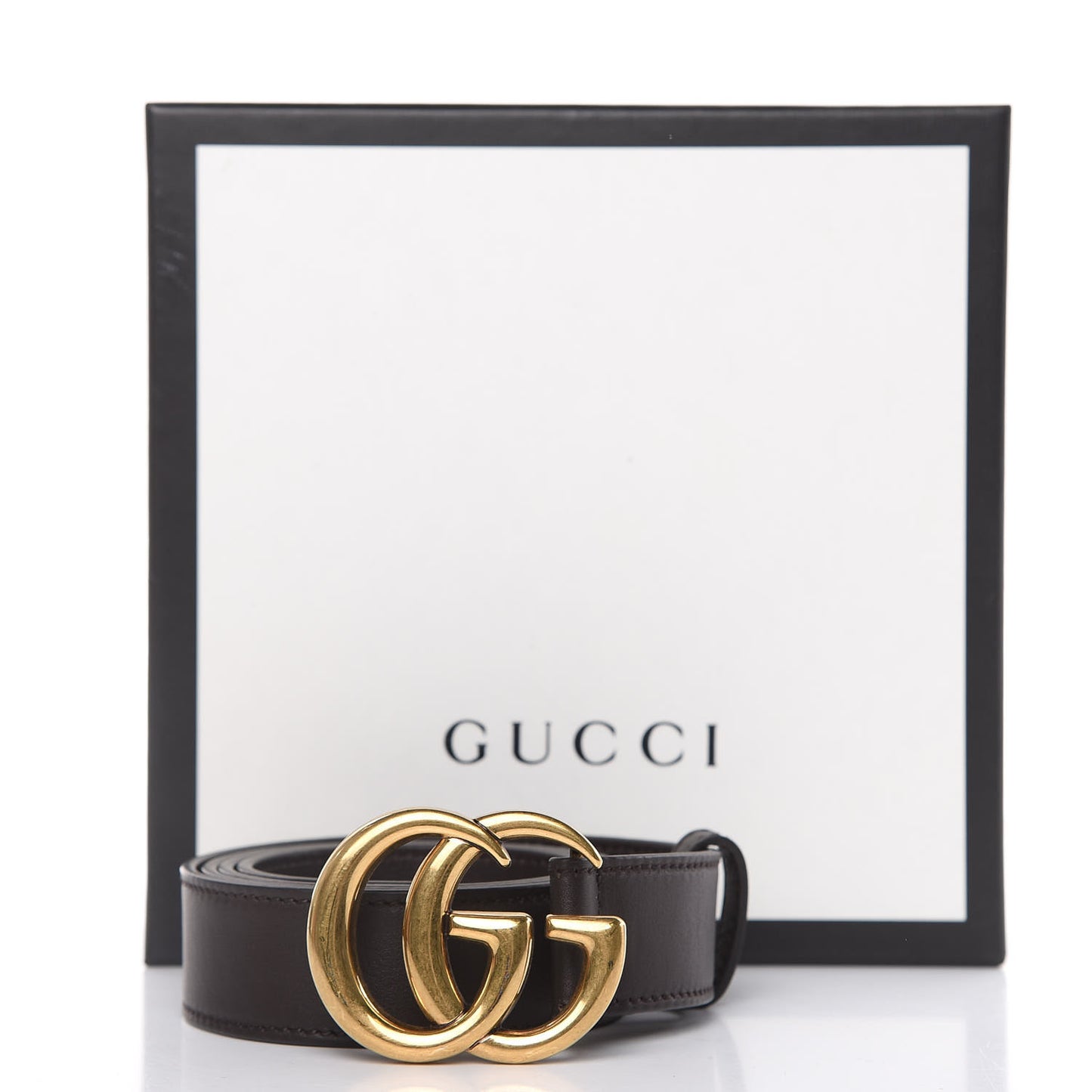 Moon Calfskin Double G 30mm Belt 90 36 Dark Cocoa