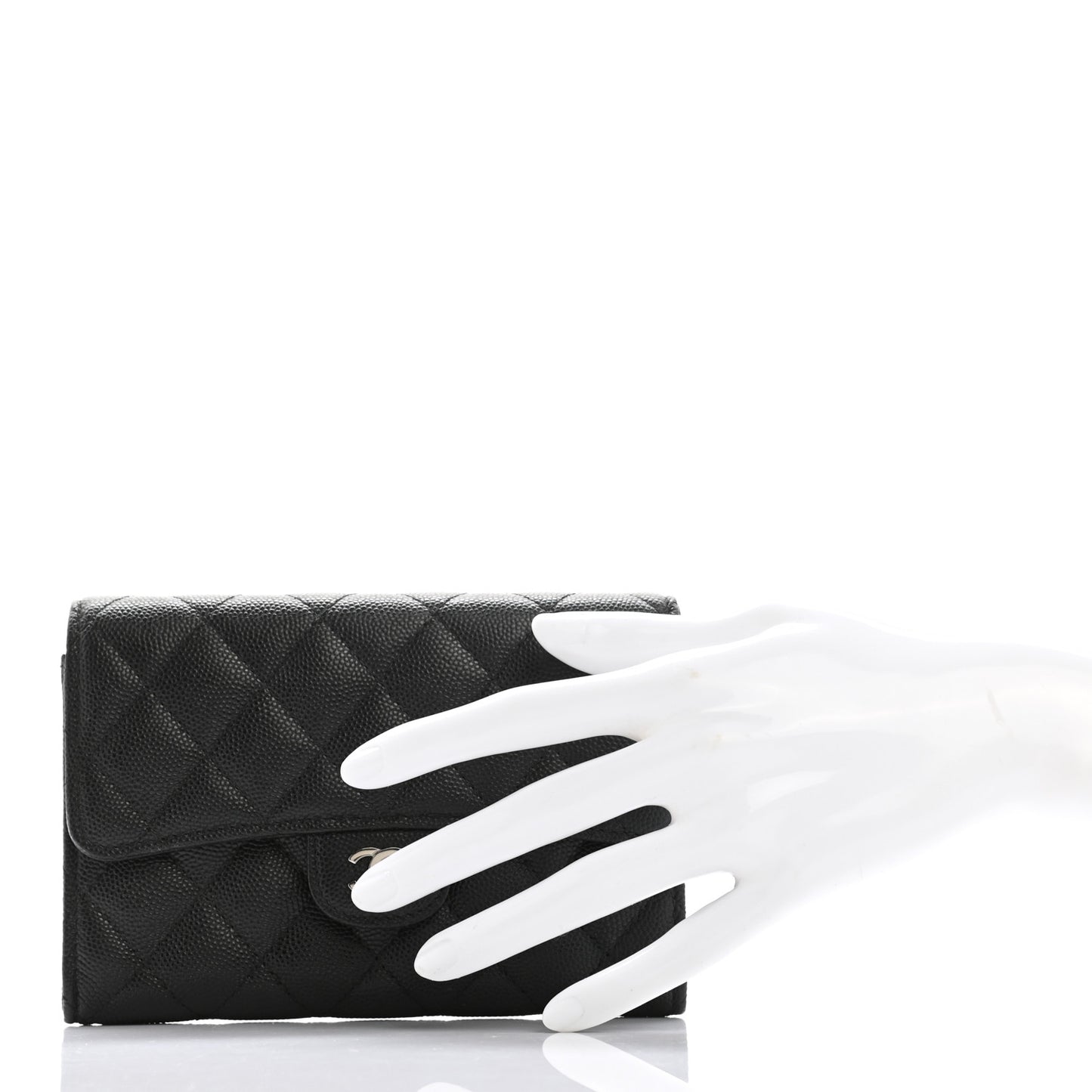 Caviar Quilted Medium Flap Wallet Black