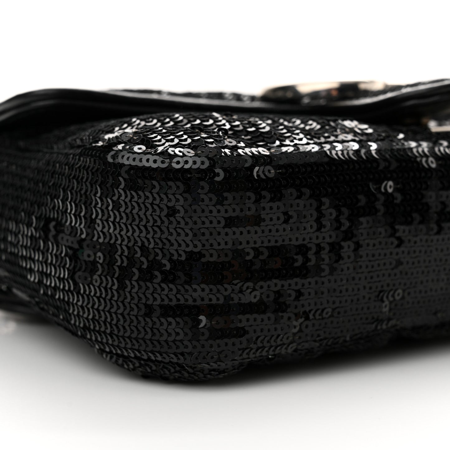 Sequin Matelasse Diagonal Mini GG Marmont Shoulder Bag Black