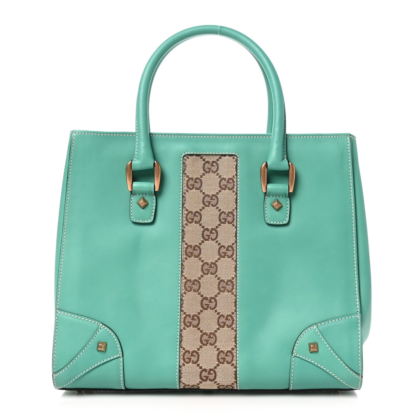 Calfskin GG Monogram Tote Turquoise