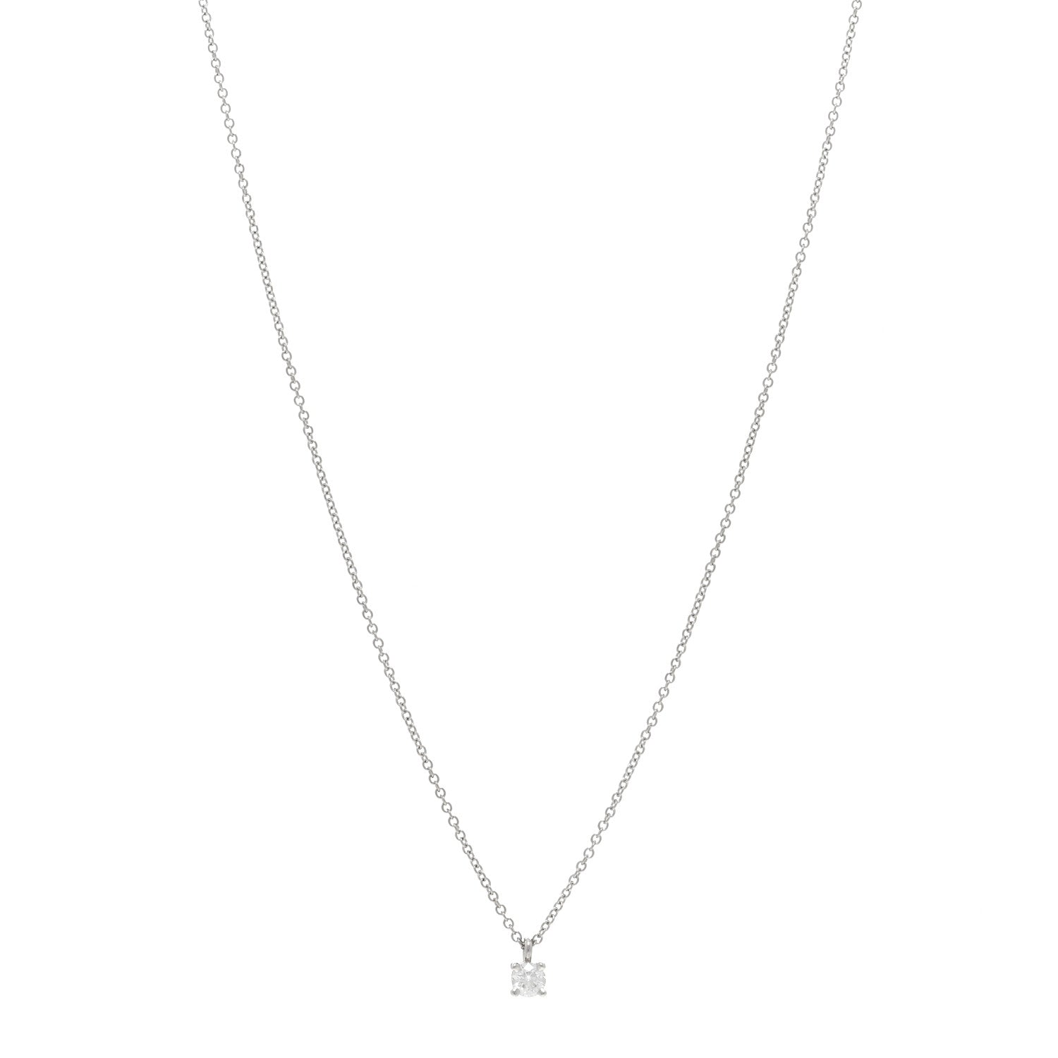 Tiffany Platinum Diamond .17ct Solitaire Pendant Necklace 1 of 4