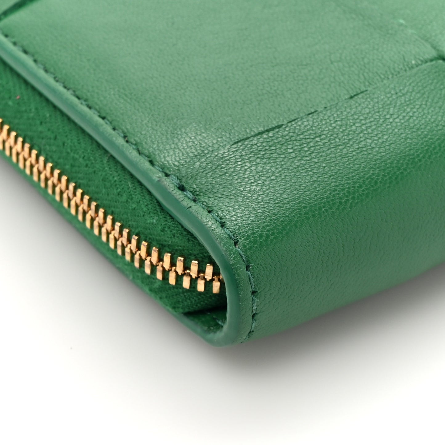 Nappa Maxi Intrecciato Zip Around Wallet Racing Green