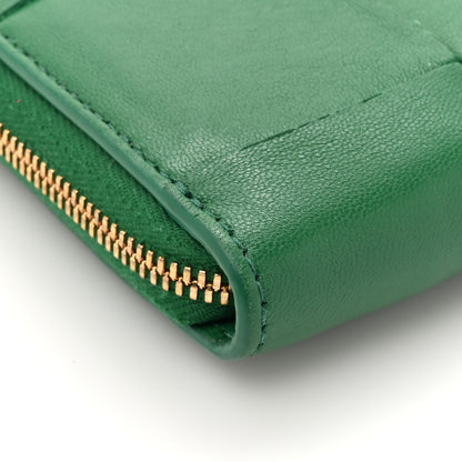 Bottega Veneta Nappa Maxi Intrecciato Zip Around Wallet Racing Green 7 of 9