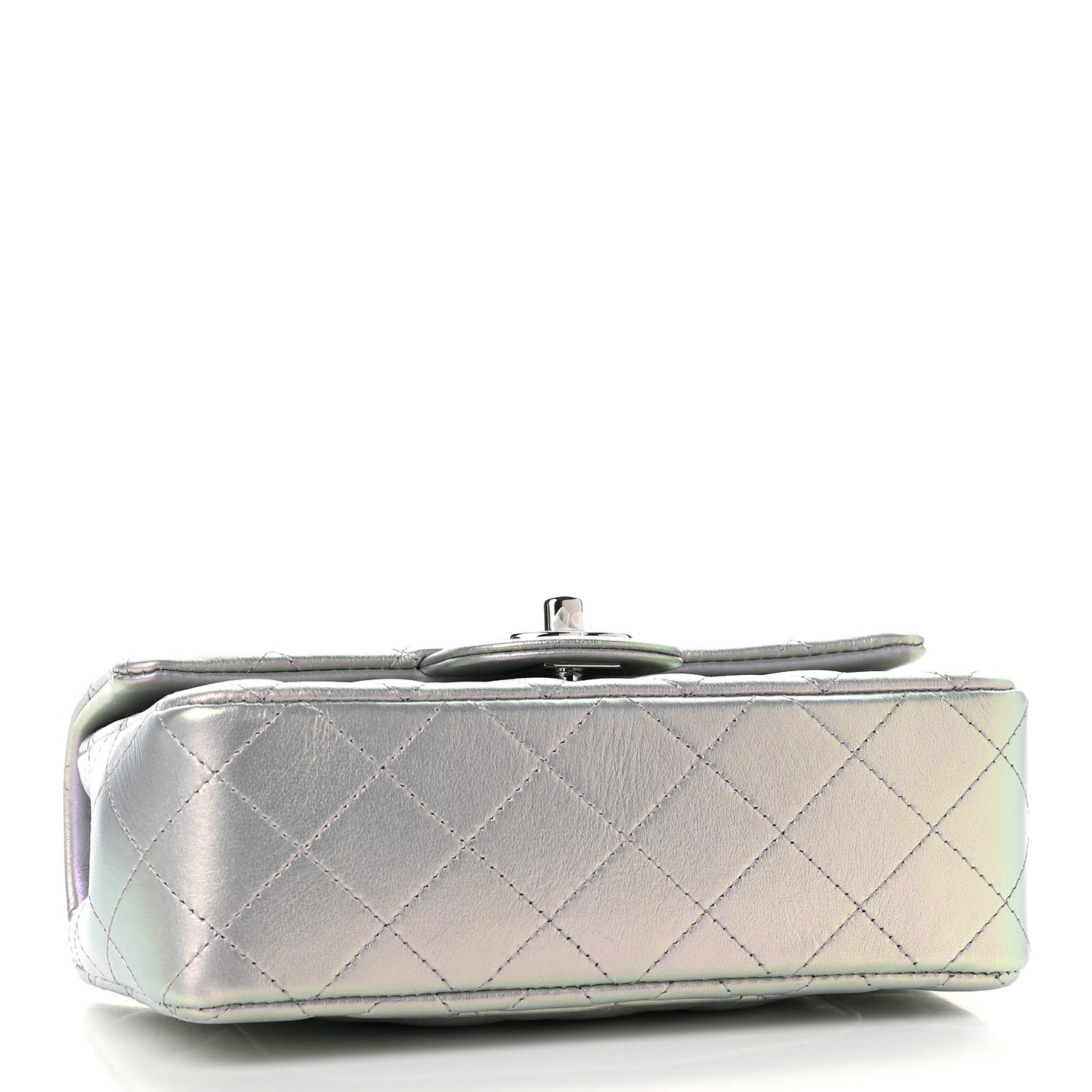 Iridescent Calfskin Quilted Mini Rectangular Flap Light Purple