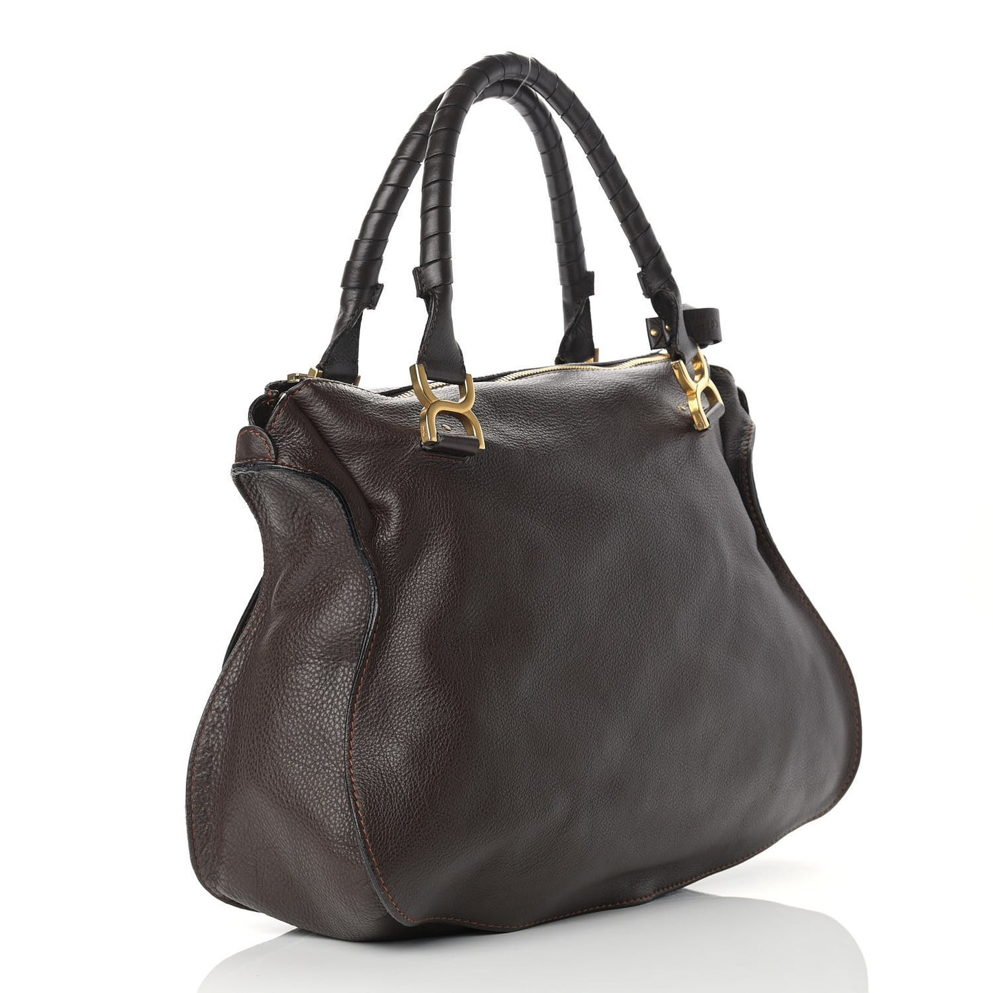 Calfskin Large Marcie Satchel Truffle