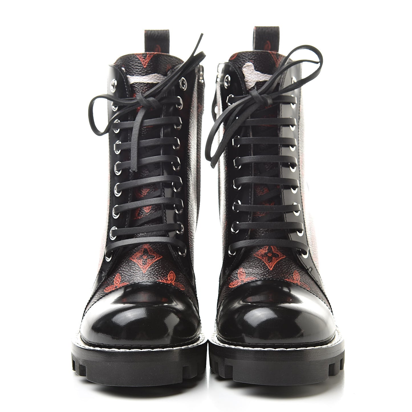 Patent Calfskin Catogram Star Trail Ankle Boots 37 Black Marron