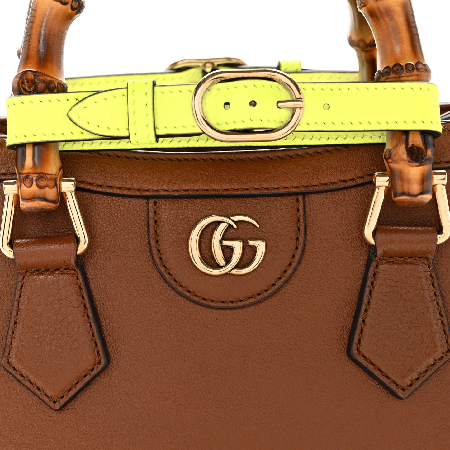 Wonka Grain Calfskin Mini Diana Tote Bag Cuir Yellow Fluo