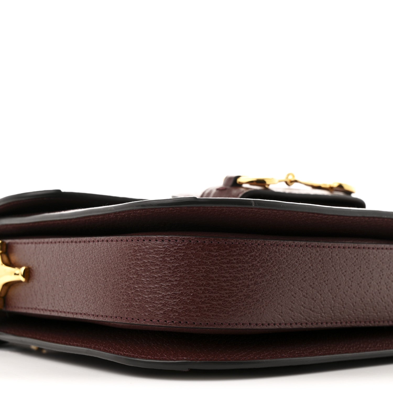 Gucci Monogram Textured Dollar Calfskin Horsebit 1955 Shoulder Bag Sahara Rubino Chardonnay 9 of 10