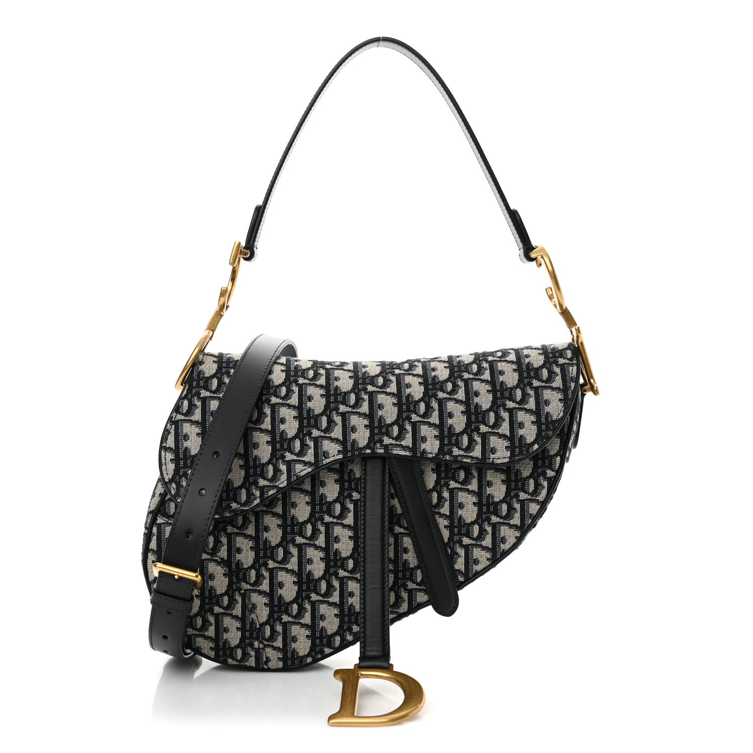 Christian Dior Oblique Saddle Bag With Strap Blue 1 of 13