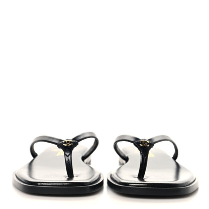 Chanel Goatskin Times Square Thong Sandals 37 Black 2 of 10