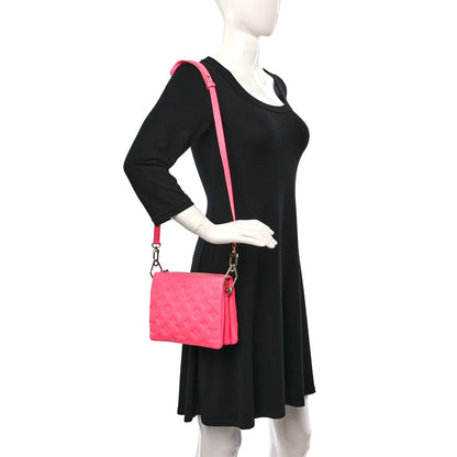 Louis Vuitton Calfskin Embossed Monogram Coussin BB Rose Fluo 2 of 10