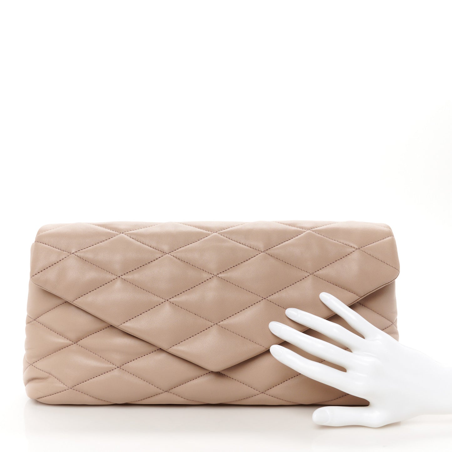 Lambskin Quilted Sade Puffer Envelope Clutch Rosy Sand