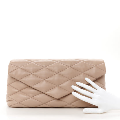 Saint Laurent Lambskin Quilted Sade Puffer Envelope Clutch Rosy Sand 2 of 11
