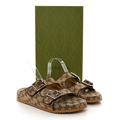 Gucci GG Monogram Lavaredo Eco Fabric Mens Slide Sandals With Straps 8 Beige Ebony Light Brown 9 of 9
