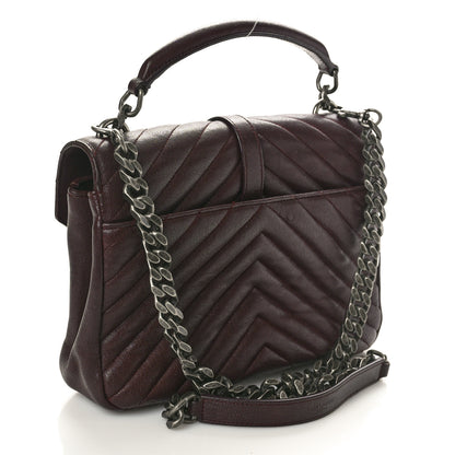Saint Laurent Sheepskin Matelasse Chevron Monogram Medium College Bag Rouge Legion 3 of 11