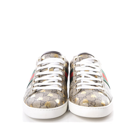 Gucci GG Supreme Monogram Bees Ayers Web Womens Ace Sneakers 40.5 Beige Oro Green Red 3 of 9