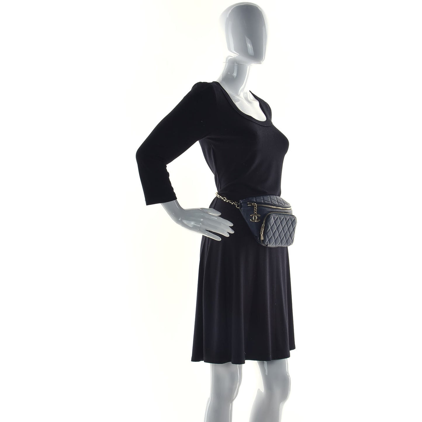 Caviar Quilted Business Affinity Waist Belt Bag Navy