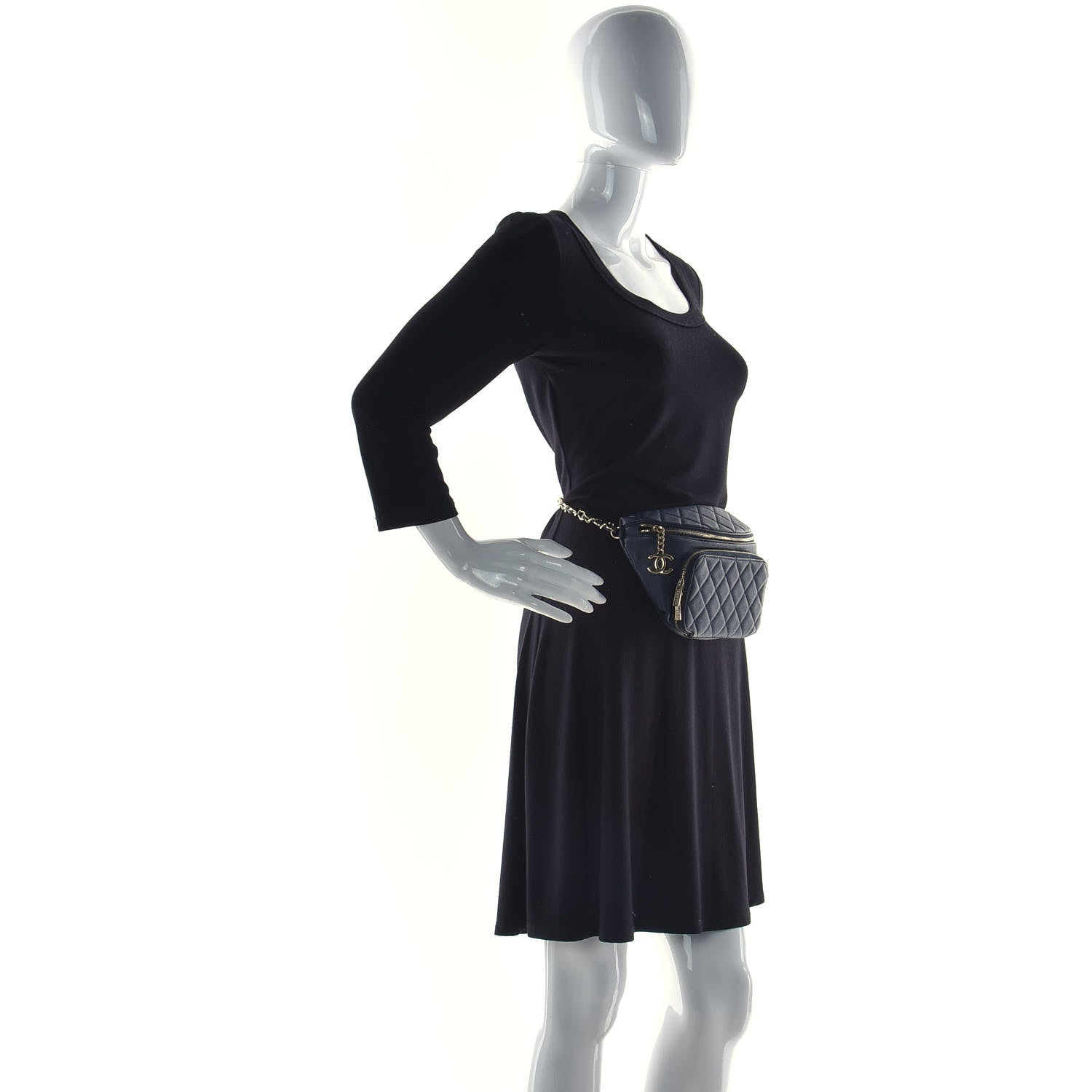 Chanel Caviar Quilted Business Affinity Waist Belt Bag Navy 2 of 14