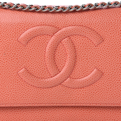 Chanel Caviar Timeless CC Wallet On Chain WOC Light Red 15 of 21