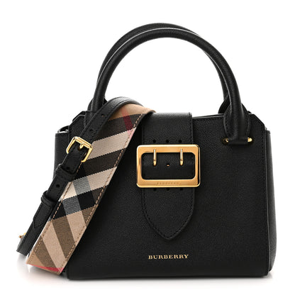Burberry Soft Grain Calfskin Small Buckle Tote Black 1 of 10