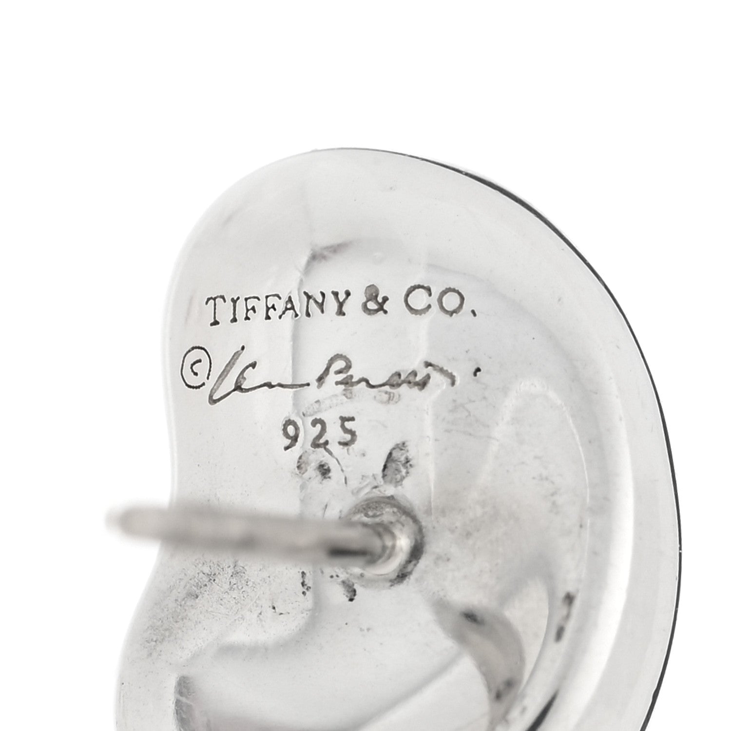 Tiffany Sterling Silver 12mm Elsa Peretti Bean Earrings 4 of 5