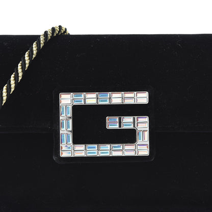 Gucci Velvet Crystal Square G Shoulder Bag Black 10 of 10