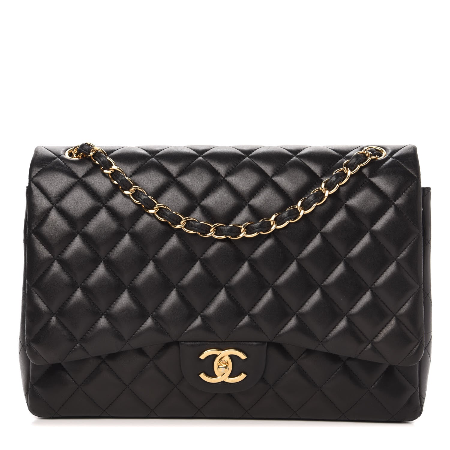 Chanel Lambskin Quilted Maxi Double Flap Black 1 of 12