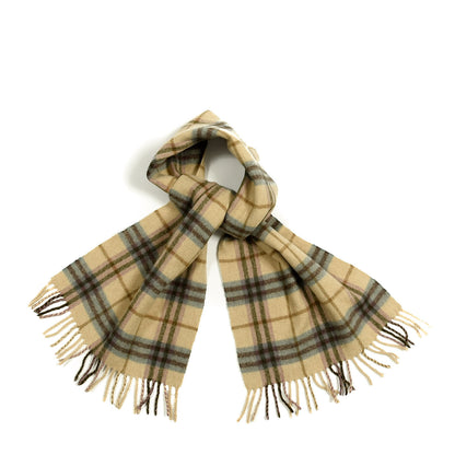 Burberry Cashmere Vintage Check Fringe Scarf Beige Blue 1 of 3