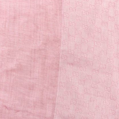 Gucci Wool Silk Monogram Fringe Scarf Pink 3 of 3