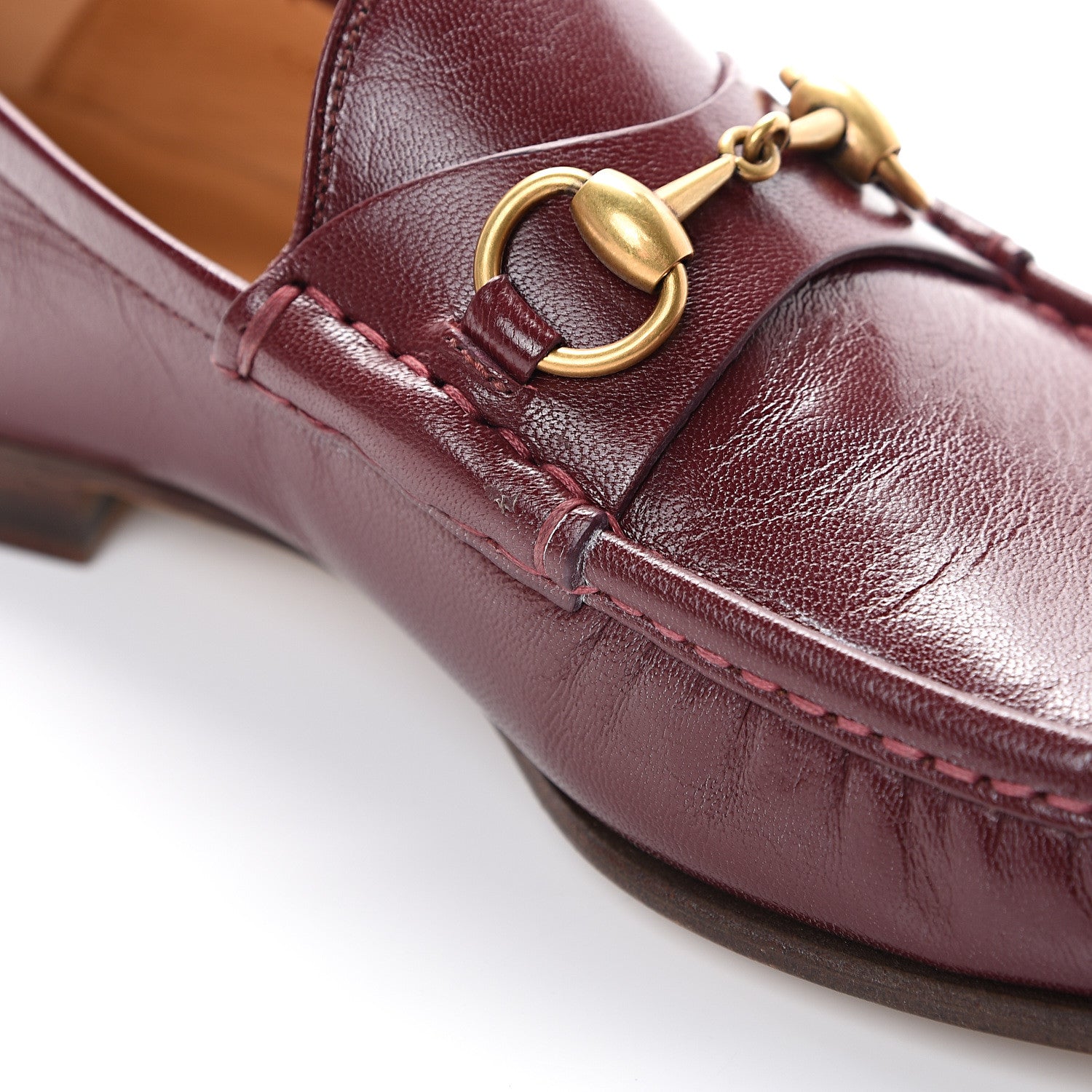 Gucci Goatskin Mens Horsebit Loafers 9 Bright Bordeaux 9 of 13