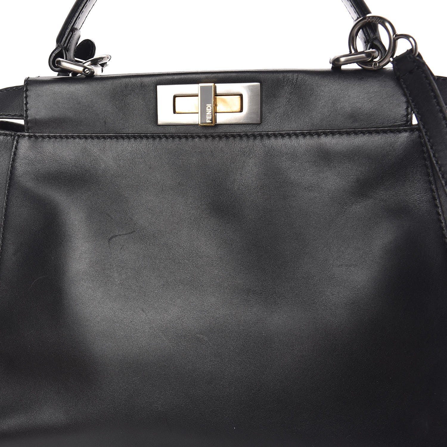 Fendi Vitello Suede Medium Peekaboo Iconic Satchel Black 18 of 19