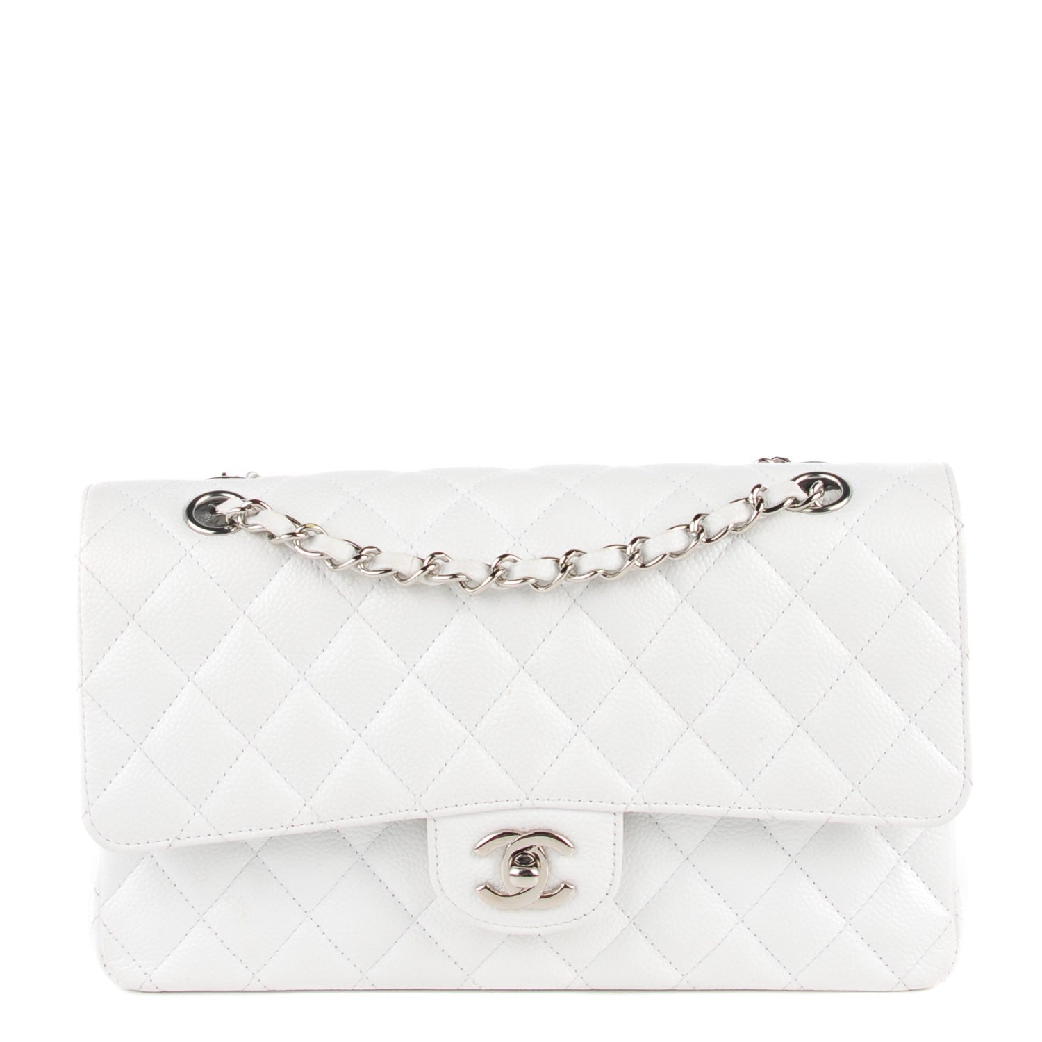 Chanel Caviar Quilted Medium Double Flap White 1 of 7