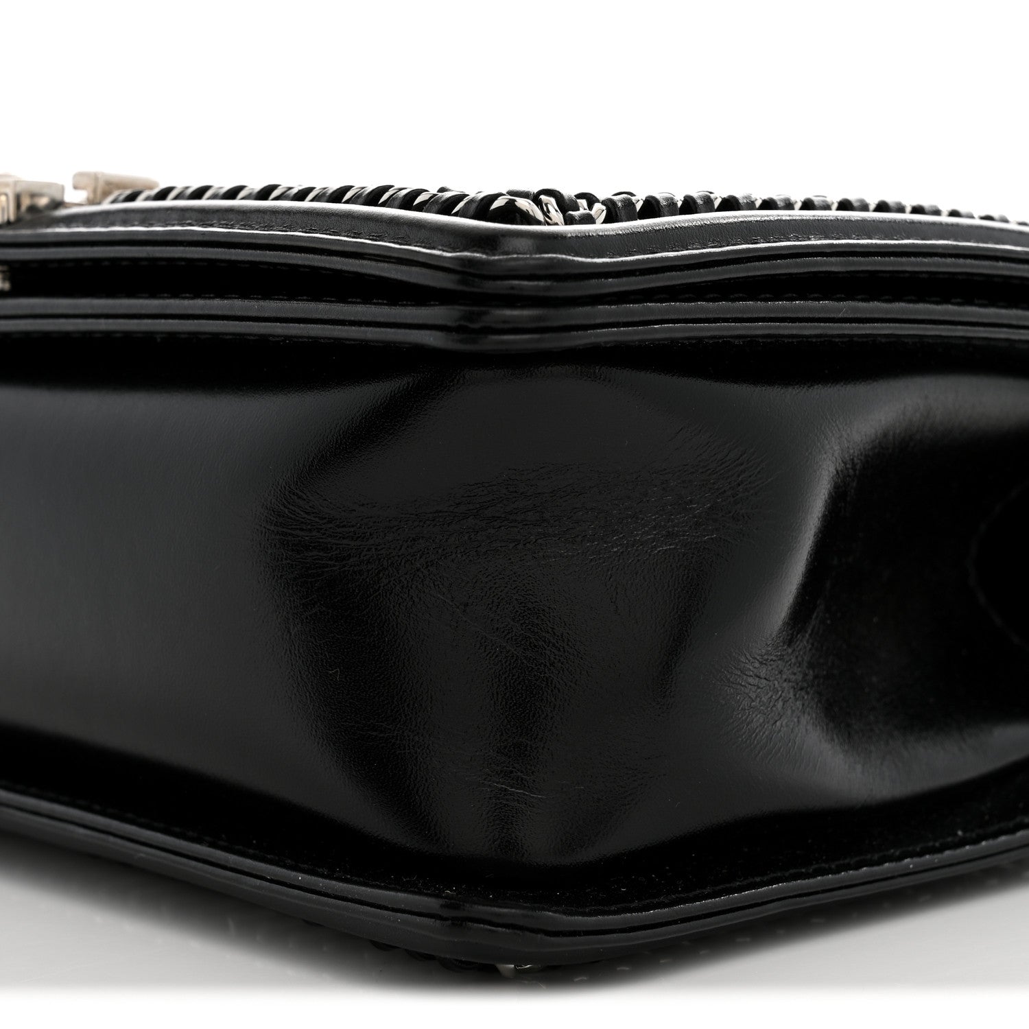 Chanel Glazed Calfskin Quilted Medium Chain Around Boy Flap Black 10 of 10