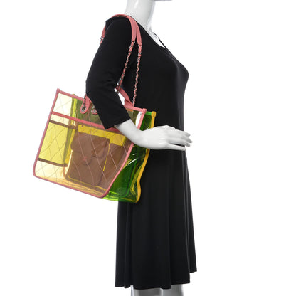 Chanel PVC Lambskin Stitched Medium Coco Splash Shopping Bag Pink Yellow 2 of 10