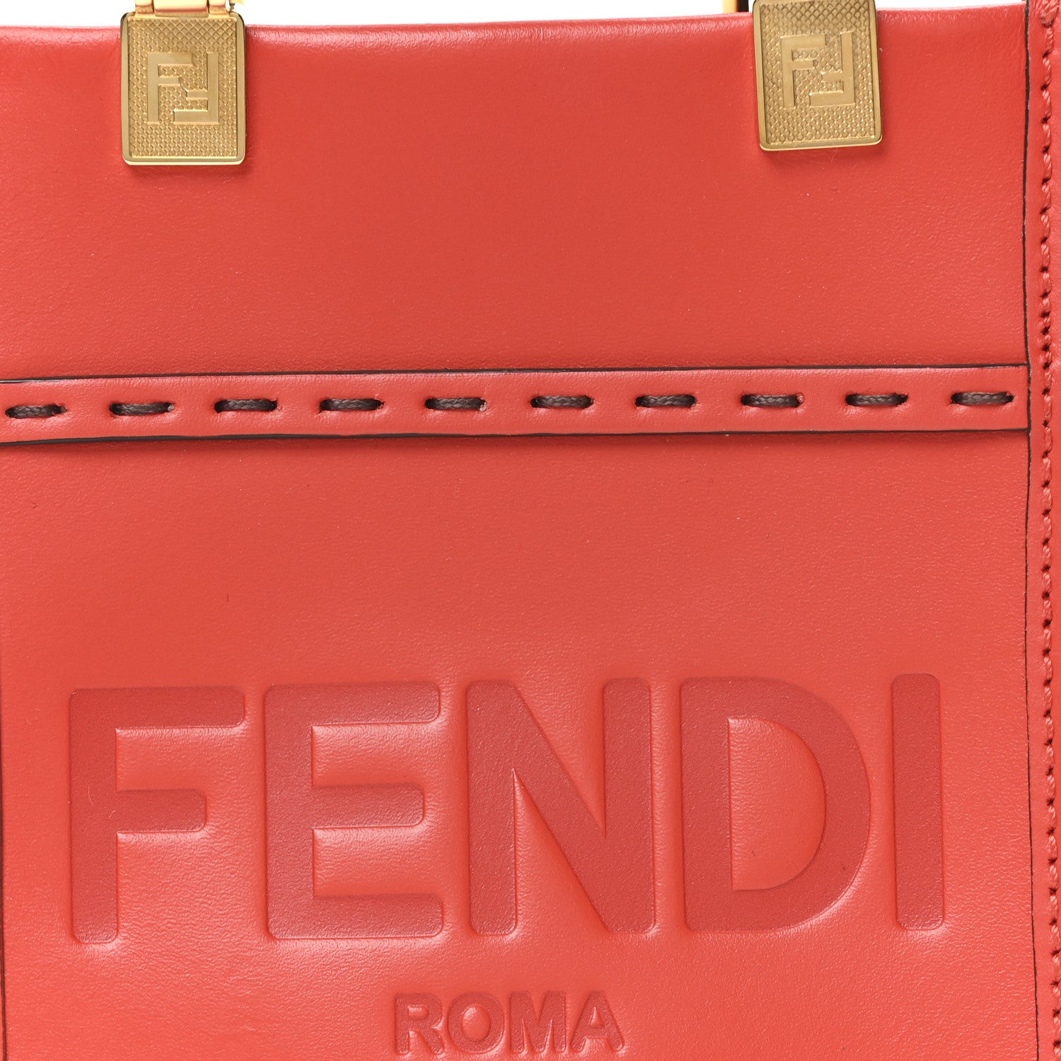 Fendi Vitello King Plexiglass Logo Embossed Mini Fendi Sunshine Shopper Tote Papavero 8 of 10