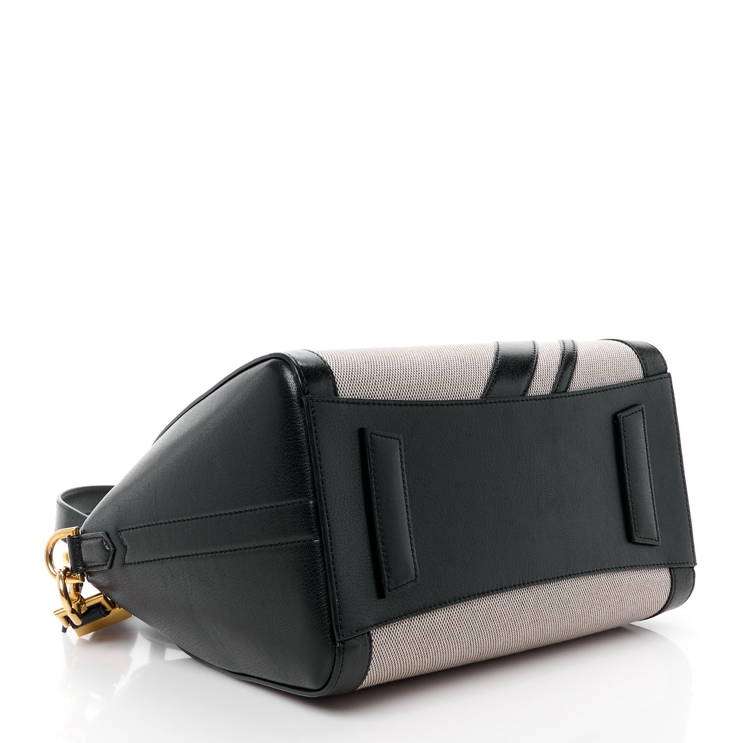 Canvas Sugar Goatskin Striped Small Antigona Black