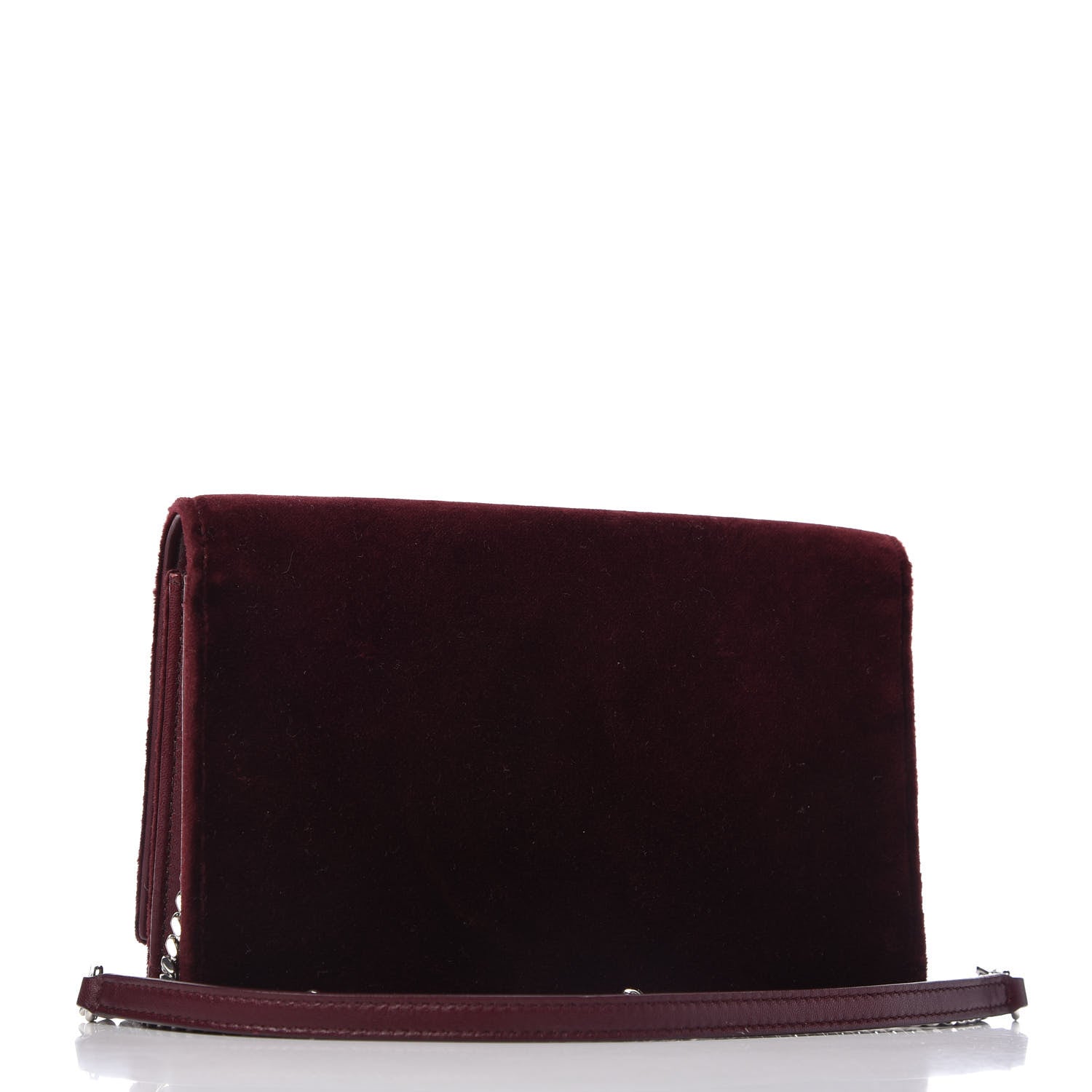 Saint Laurent Velvet Crystal Monogram Kate Tassel Shoulder Bag Burgundy 3 of 10