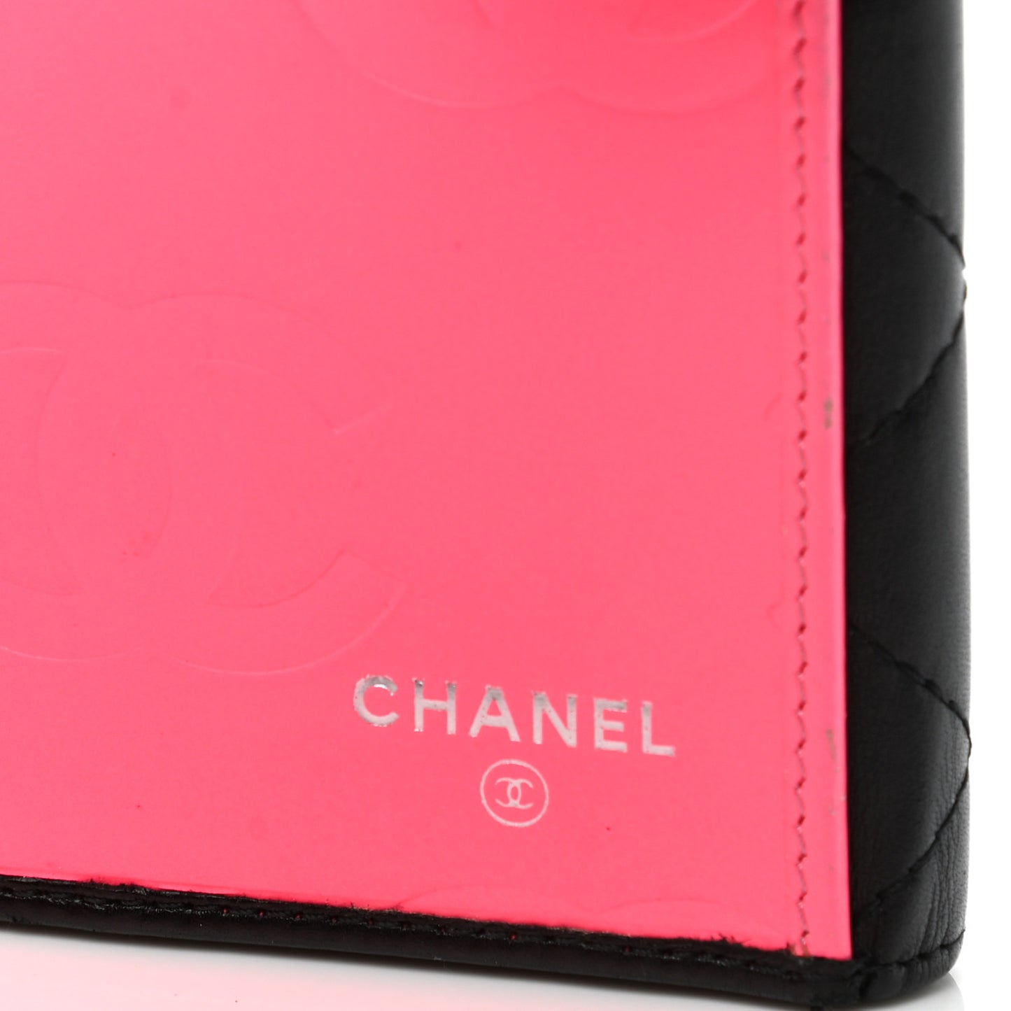 Calfskin Quilted Cambon Long Double Wallet Black