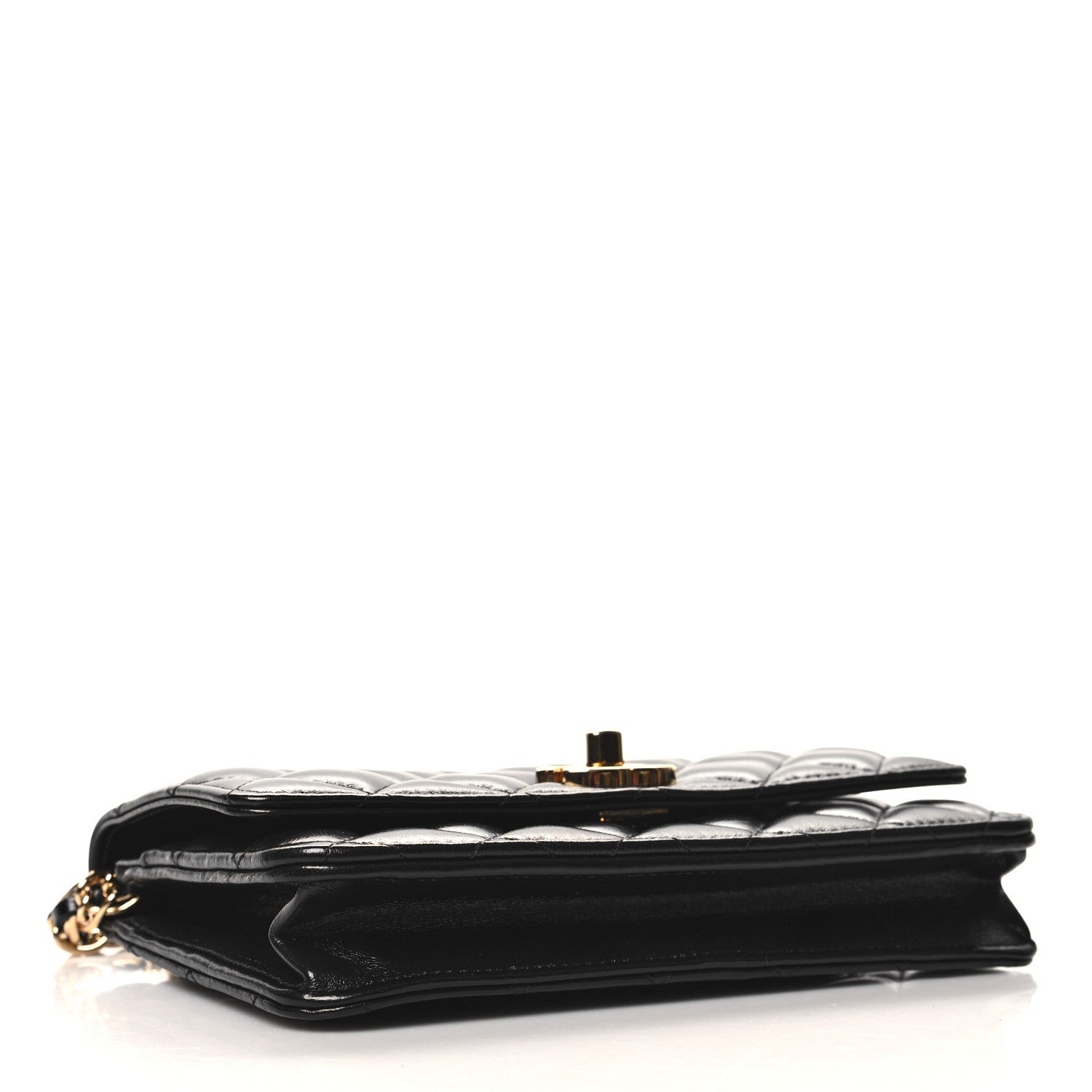 Chanel Shiny Lambskin Quilted Golden Links Wallet On Chain WOC Black 4 of 13