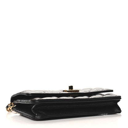 Chanel Shiny Lambskin Quilted Golden Links Wallet On Chain WOC Black 4 of 13